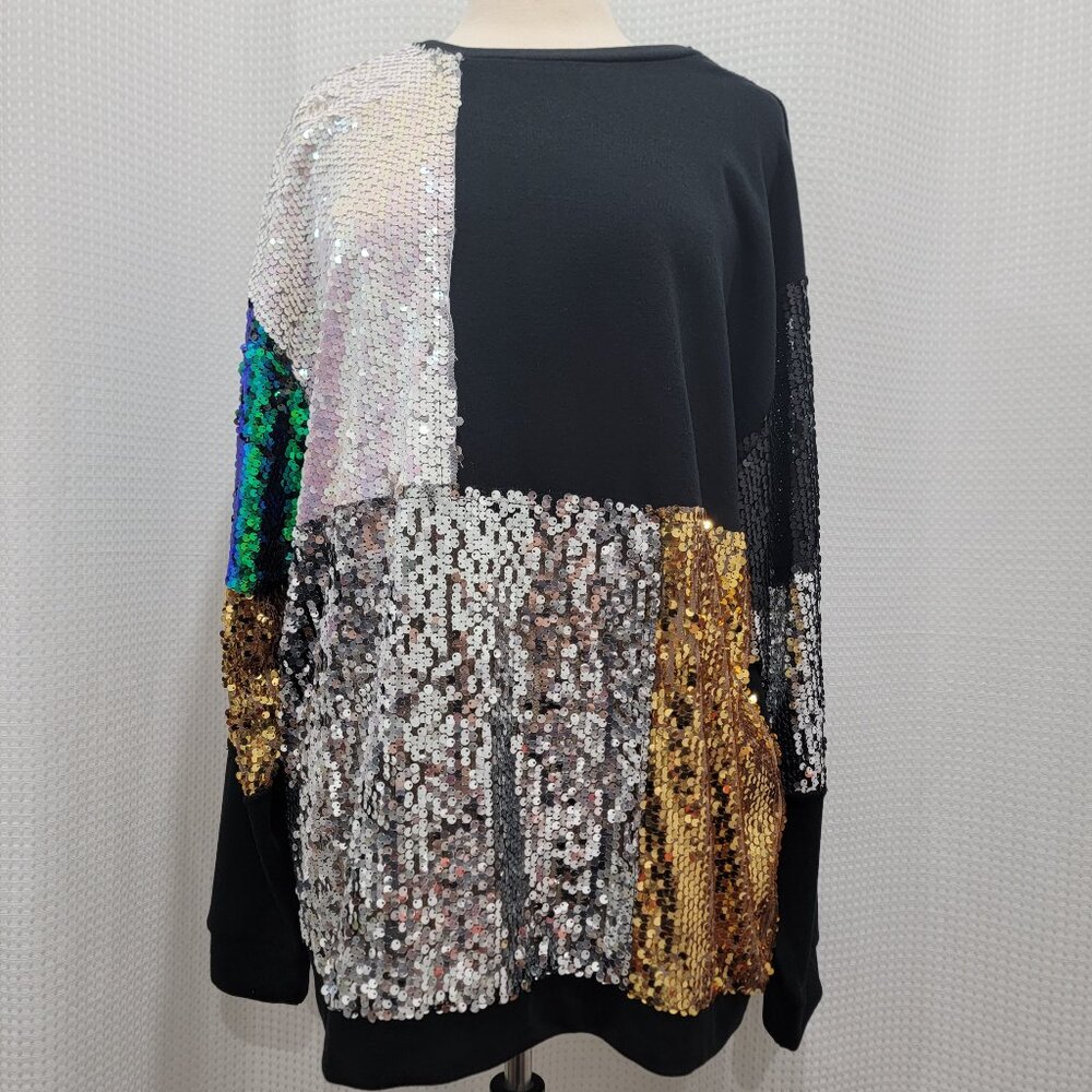 Zara Trafaluc Sequin Embellished Sweatshirt, Large